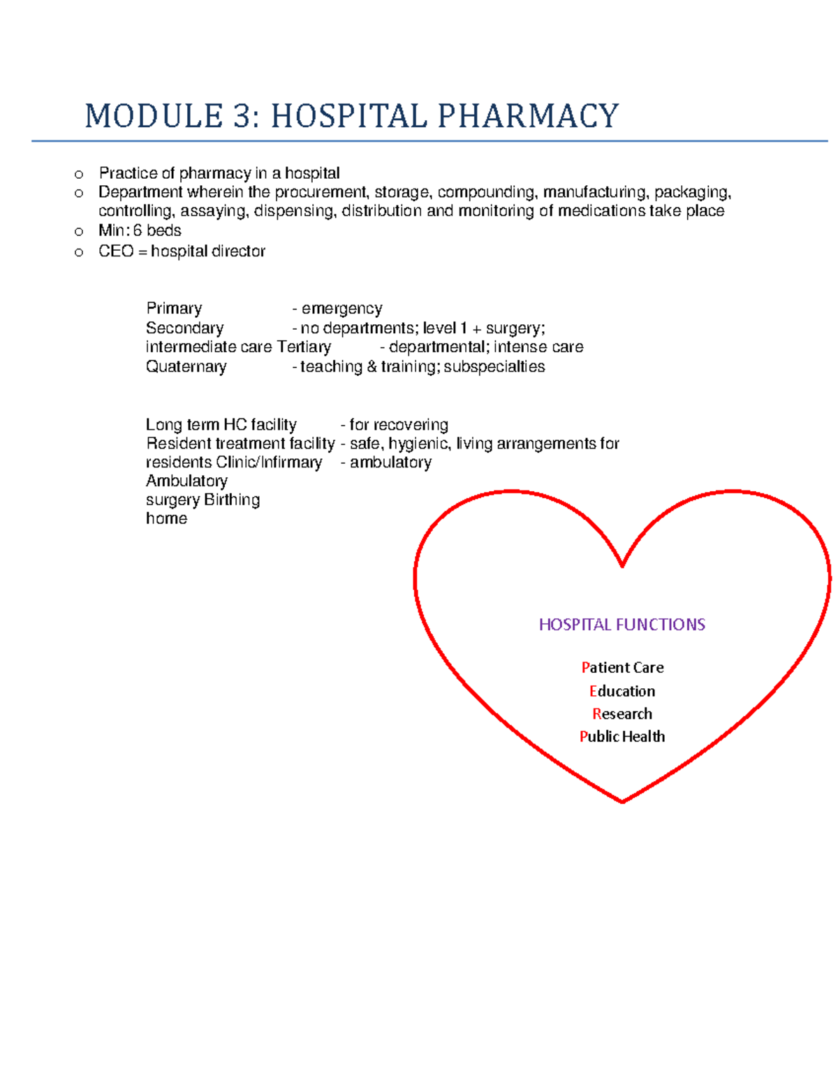 Hospital Pharm - gssxhg - MODULE 3: HOSPITAL PHARMACY o Practice of ...
