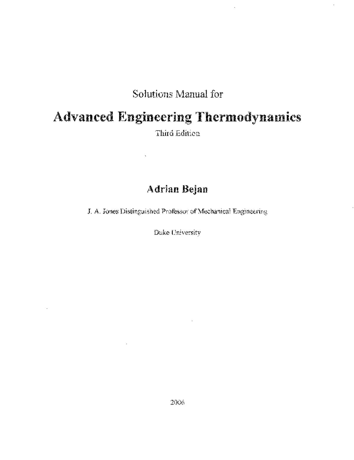 Advanced Eng. Thermodynamics (3rd Ed.) - Solution Manual Overview - Studocu