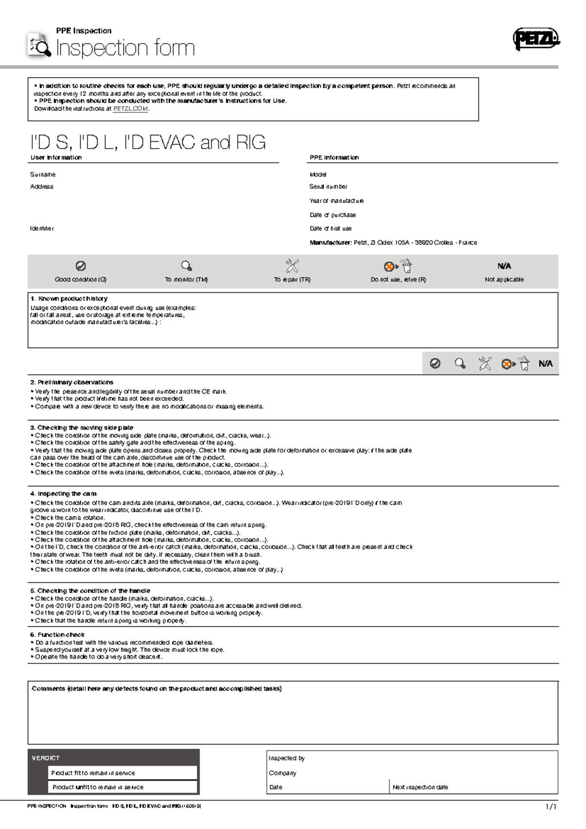 Verif EPI IDS IDL Idevac RIG suivi EN - PPE INSPECTION - Inspection ...