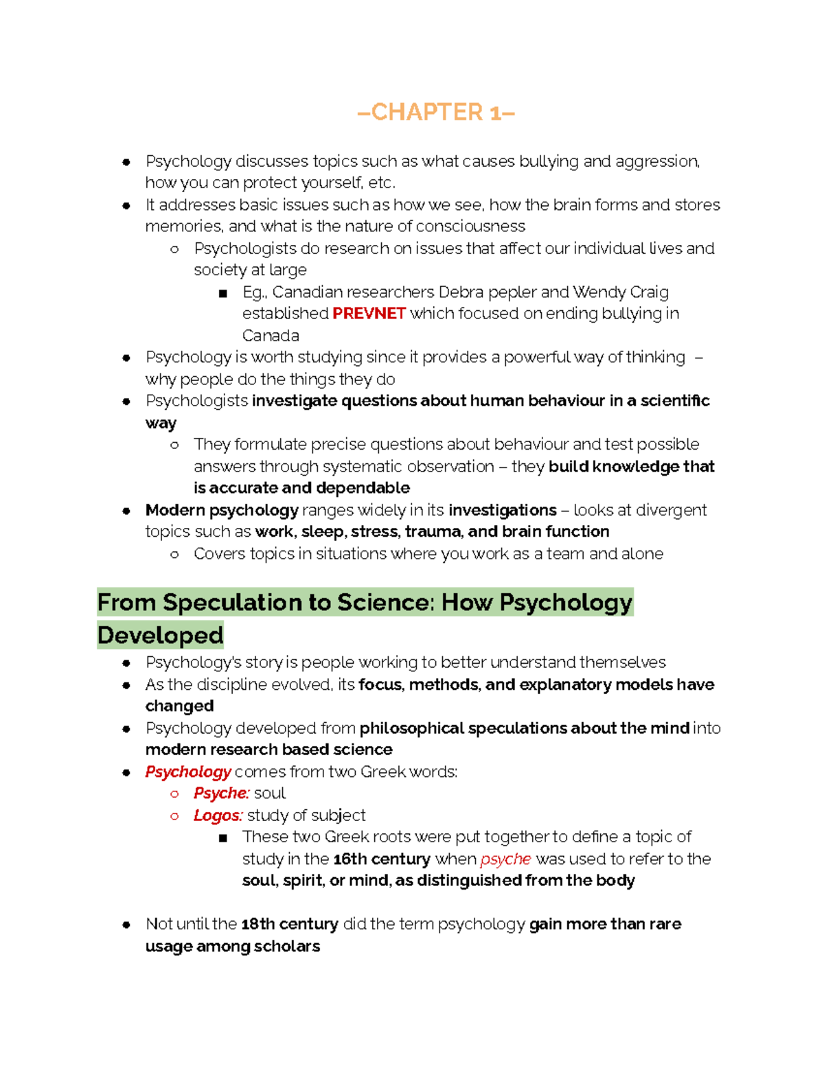 PSYC 102 – Comprehensive Midterm Notes on Psychology Fundamentals - Studocu