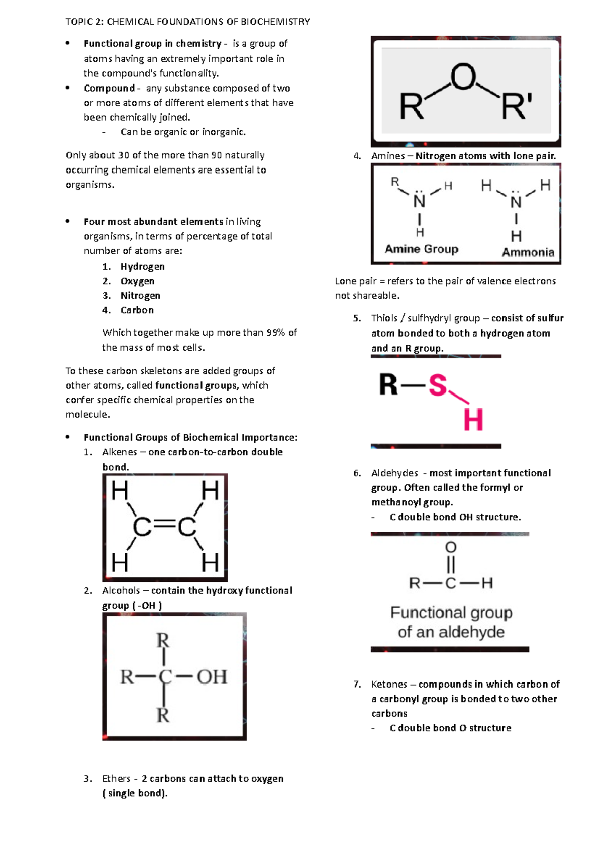 Topic 2 - Chemical Foundations of Biochemistry Study Notes - Studocu