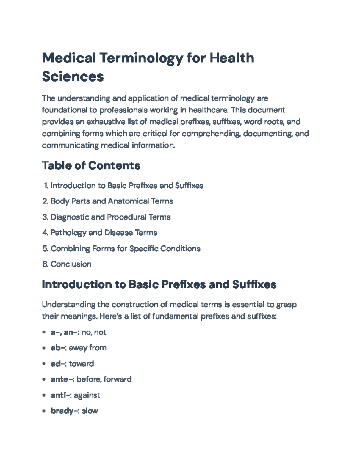 Medical Terminology Overview for Healthcare Professionals - Medical ...