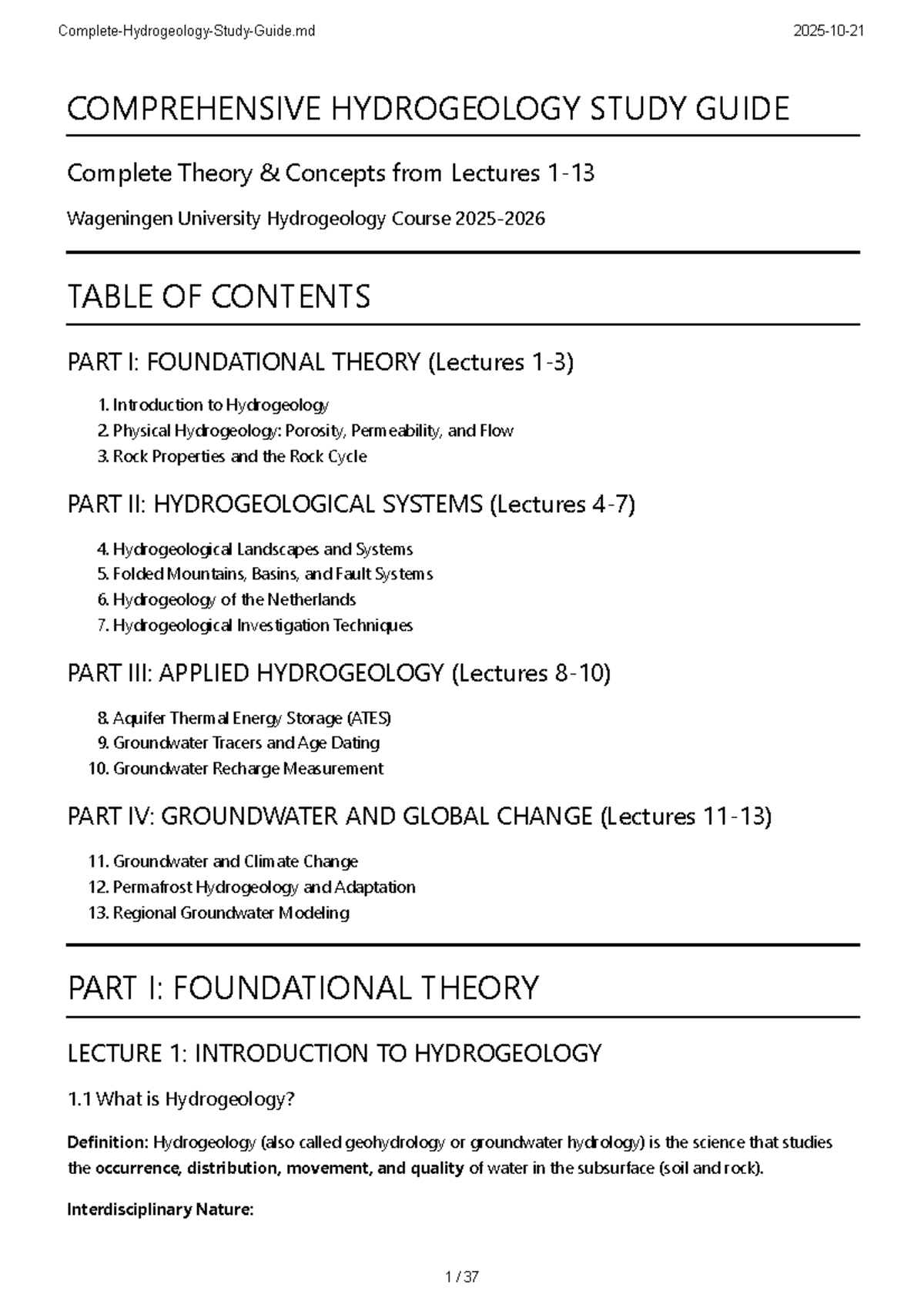 COMPREHENSIVE HYDROGEOLOGY STUDY GUIDE (HYDROGEOLOGY 101) - Studeersnel