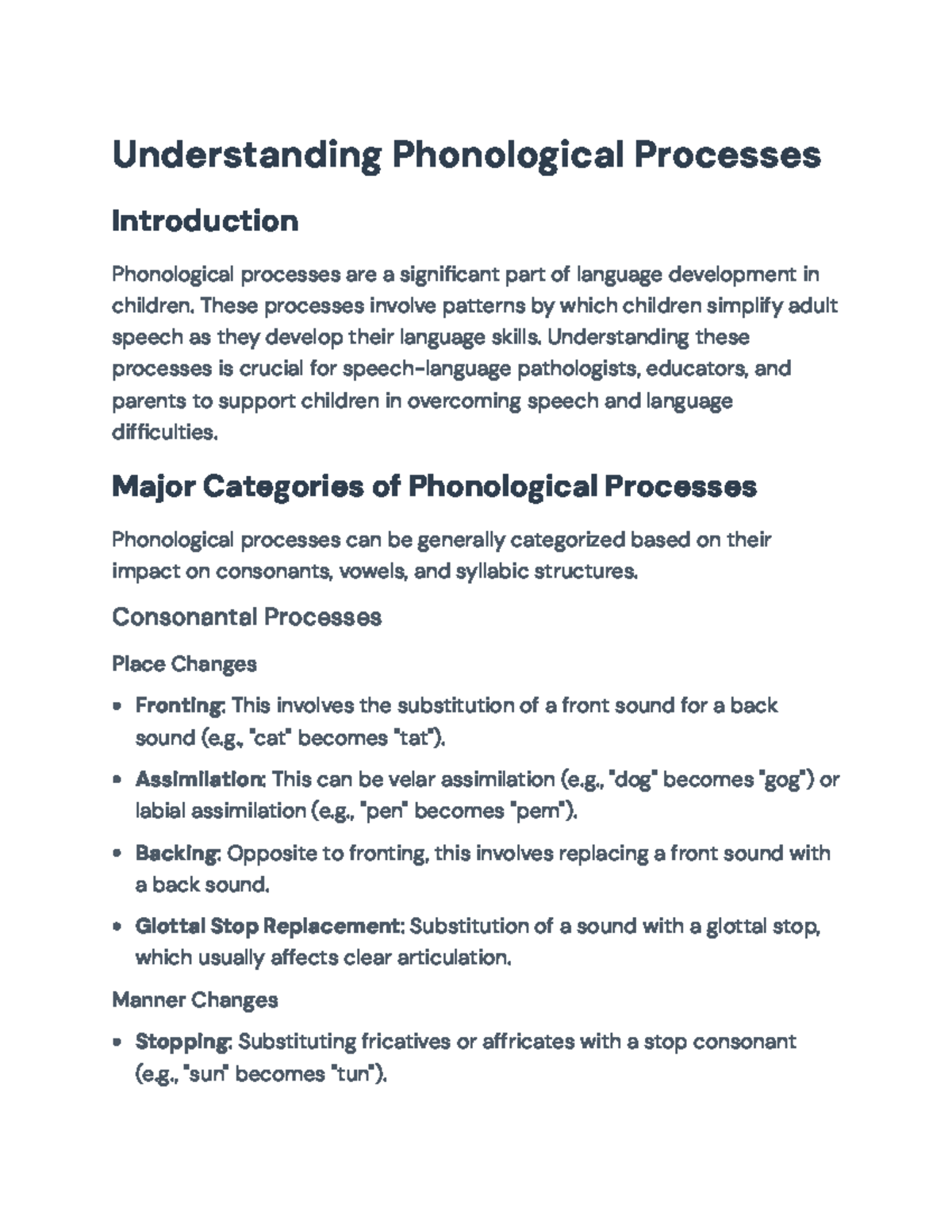 Understanding Phonological Processes in Child Language Development ...