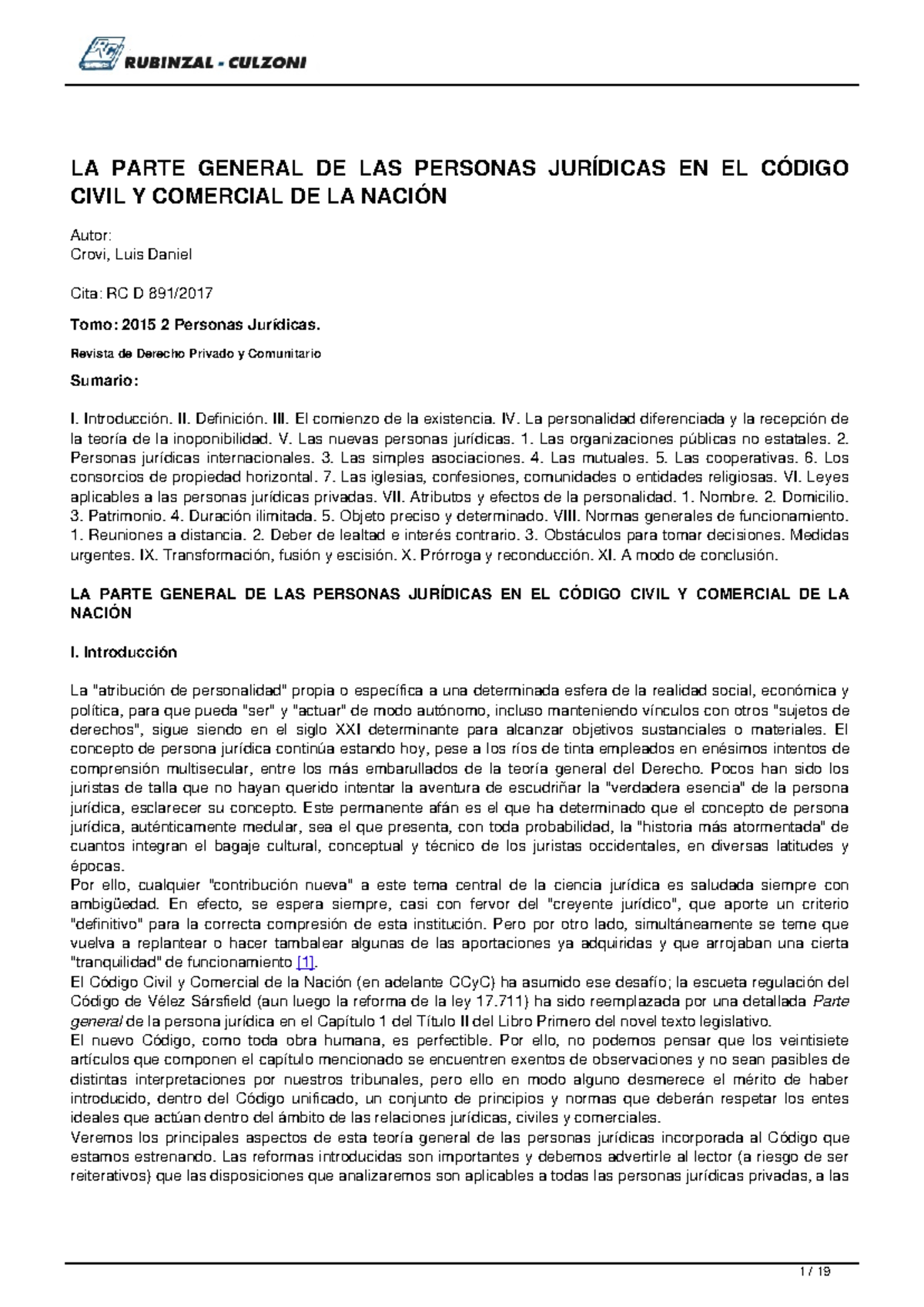 Código Civil y Comercial (CCyC): Análisis de Personas Jurídicas - Studocu