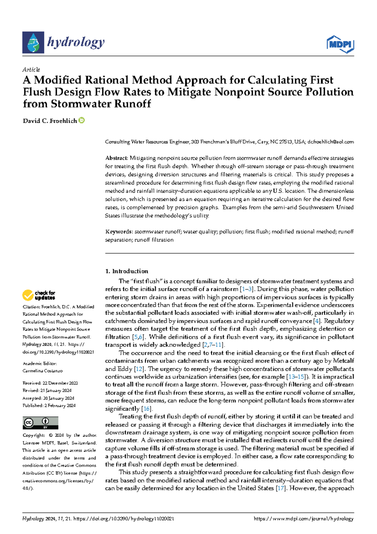 A Modified Rational Method for First Flush Design Flow Calculation ...