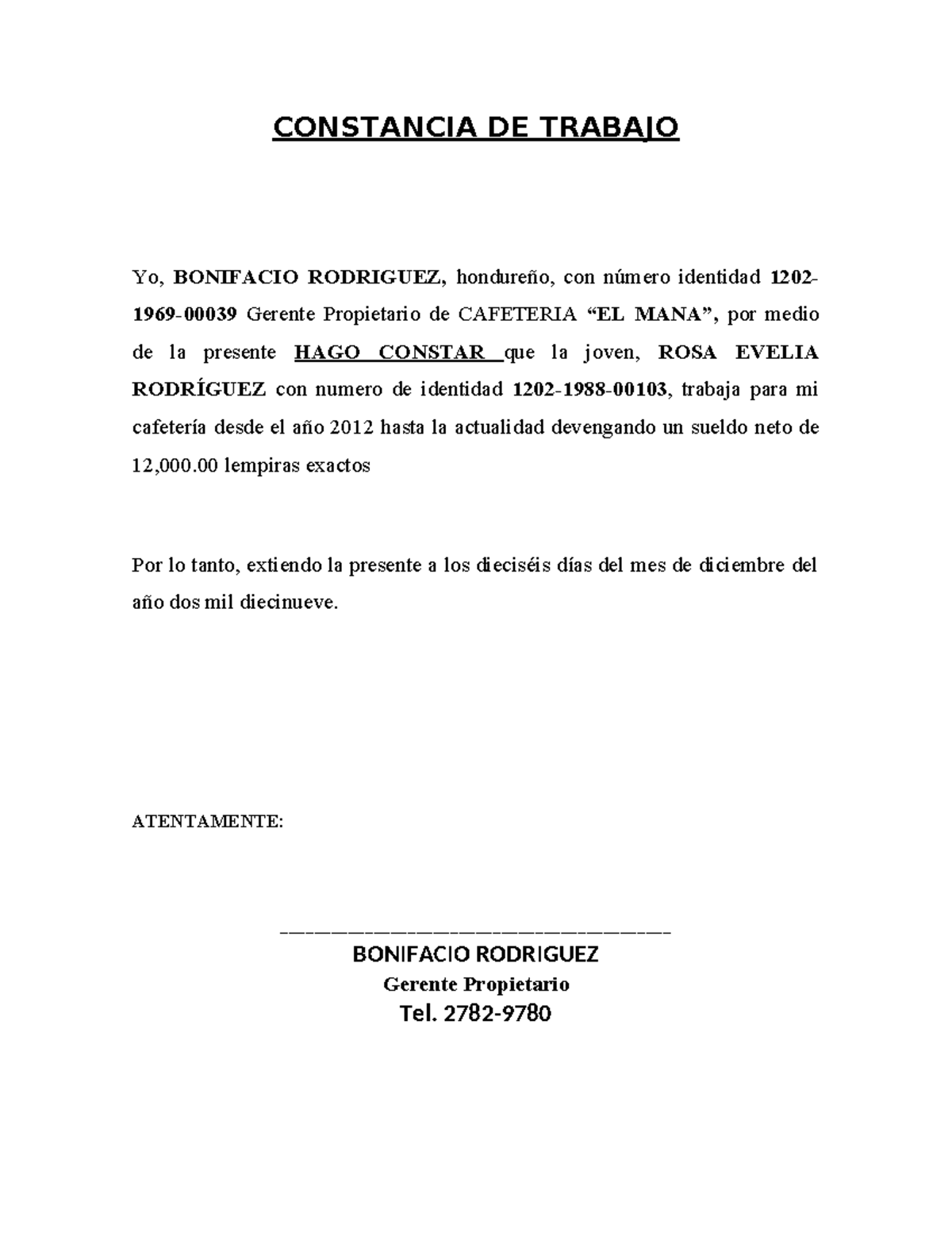 451145780 Constancia DE Trabajo docx - CONSTANCIA DE TRABAJO Yo ...