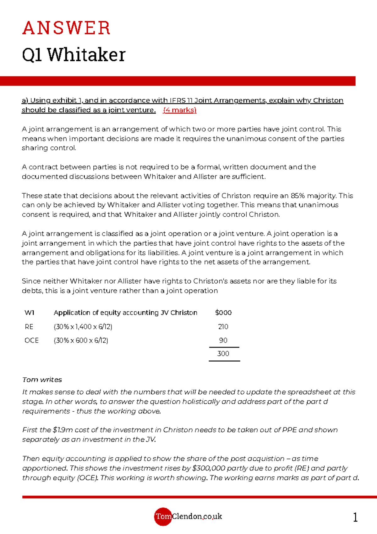 SBR Dec 24 ACCA Pre-Mock Answers: Whitaker Case Study Analysis - Studocu