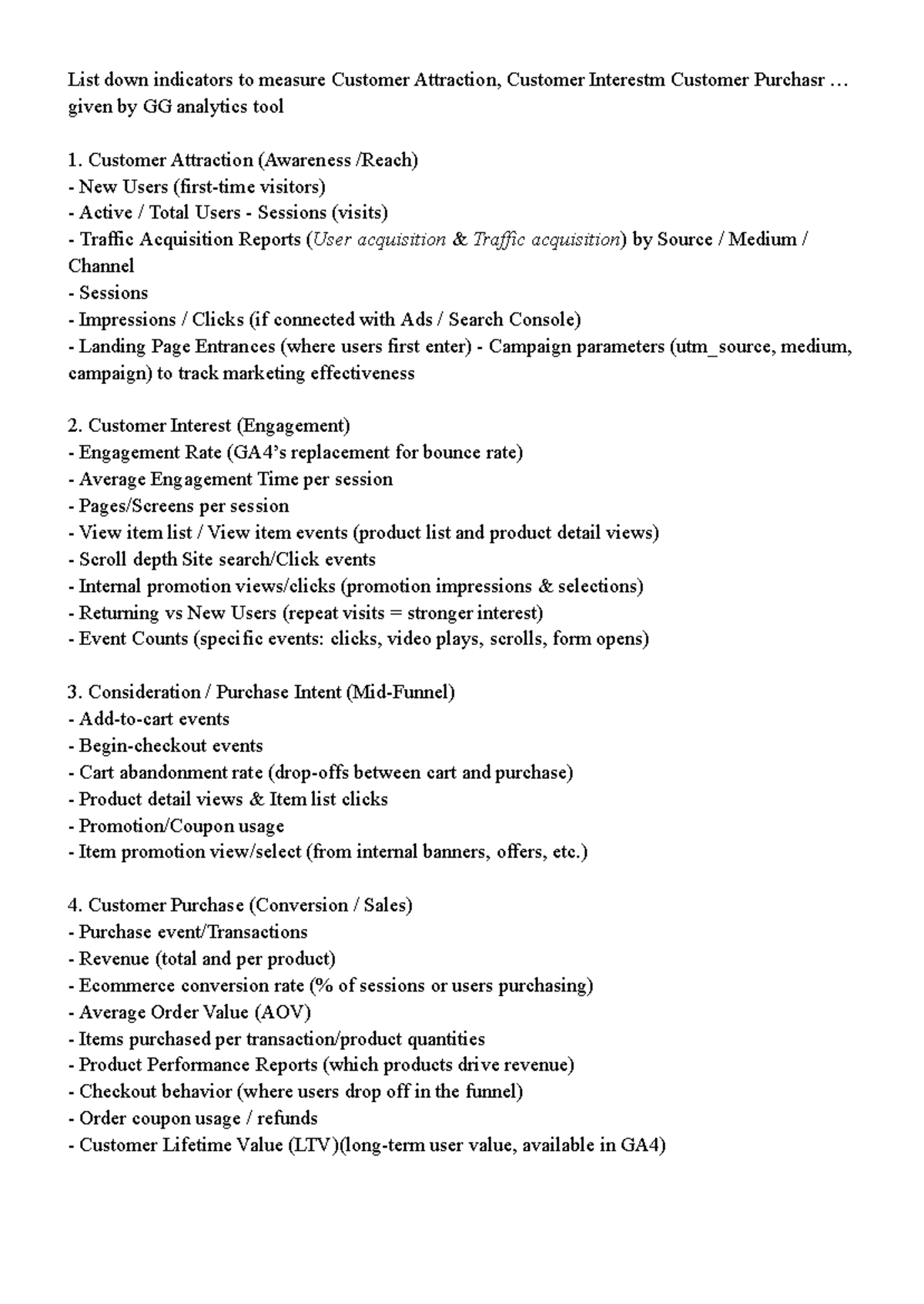 Week 6 - Indicators for Measuring Customer Attraction & Purchase - Studocu