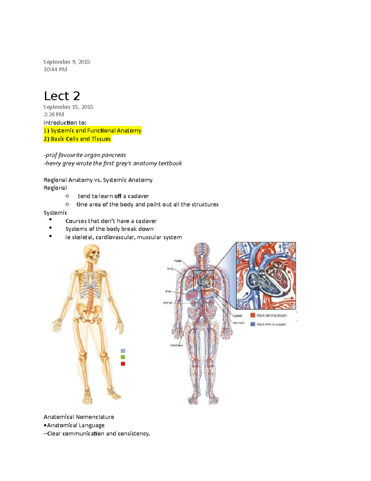 Lecture notes, lectures 1-6 - Human Anatomy - September 9, 2015 10:44 ...