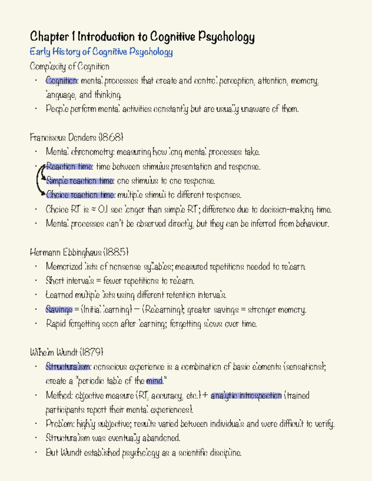 Chapter 1 Lecture Notes: Introduction to Cognitive Psychology - Studocu