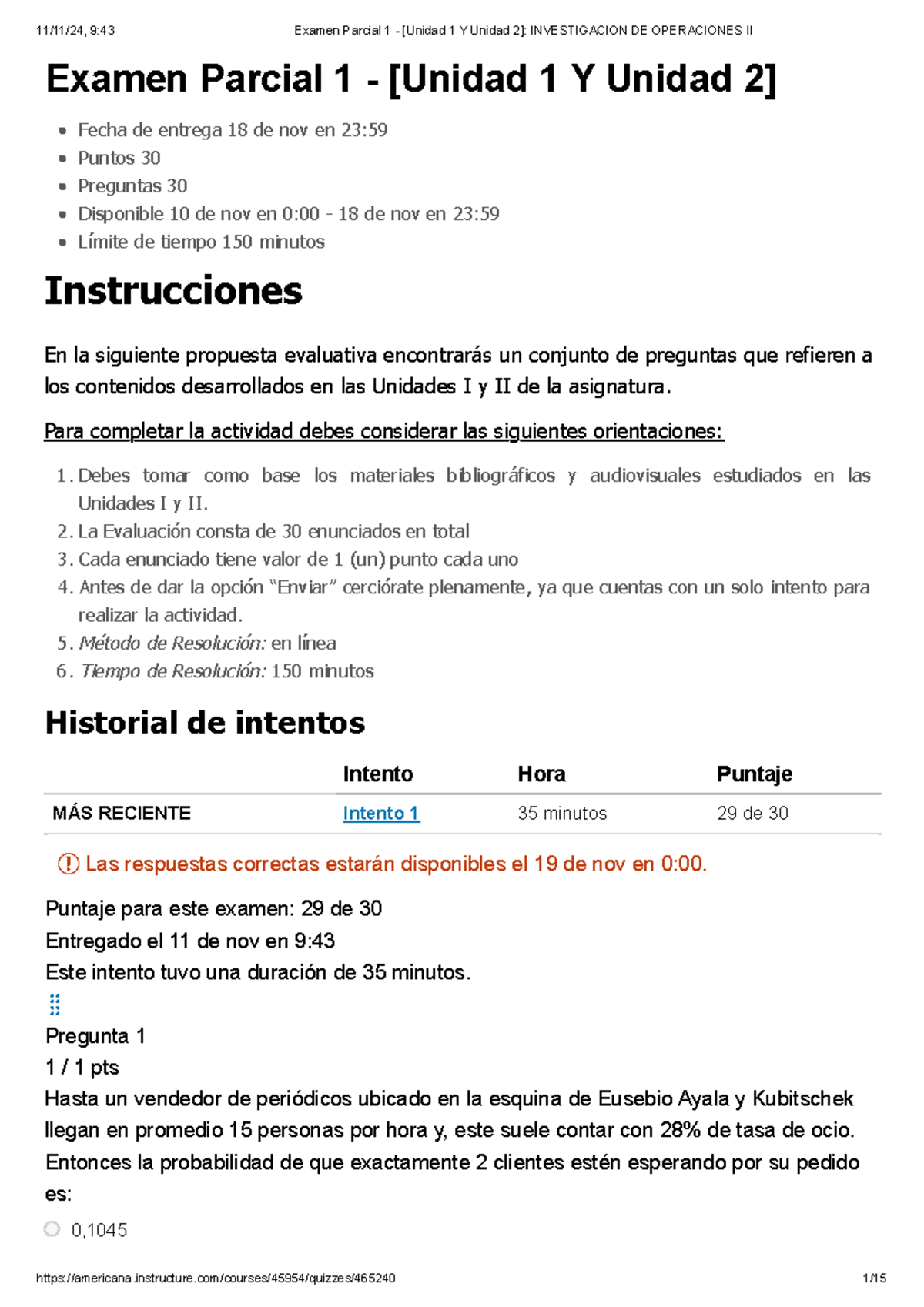 Examen Parcial 1 - [Unidad 1 Y Unidad 2] Investigacion DE Operaciones ...