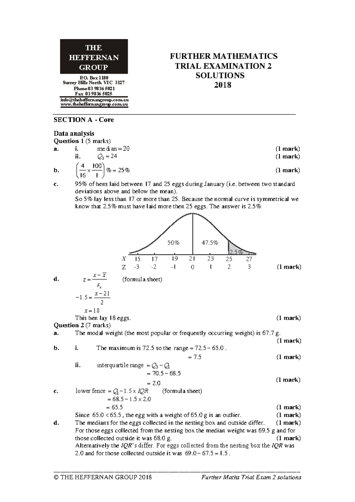 2018 Further Maths Exam 2 solutions - - Studocu
