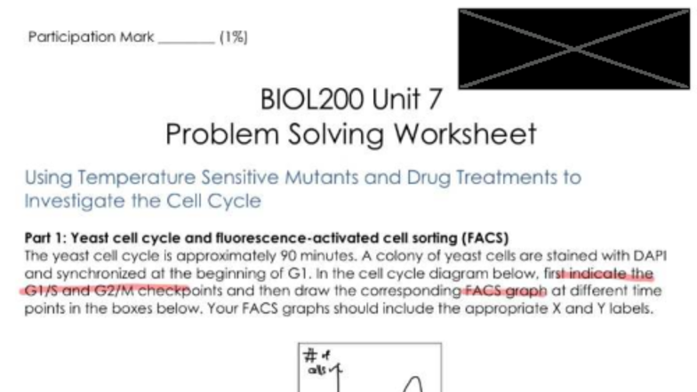 Participation Mark BIOL200 Unit 7: Yeast Cell Cycle & FACS Worksheet ...