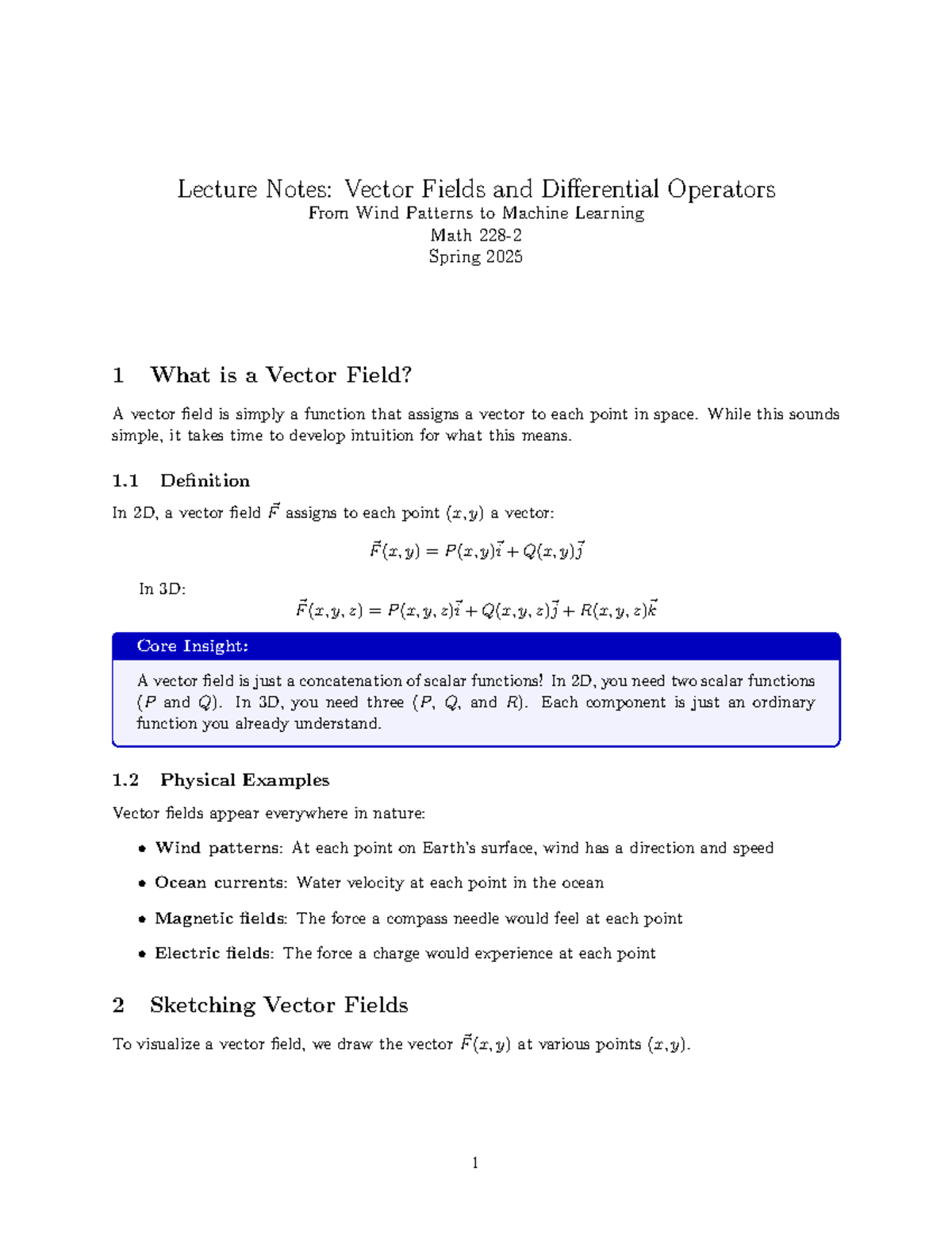 Lecture Notes: Vector Fields & Differential Operators (Math 2025) - Studocu