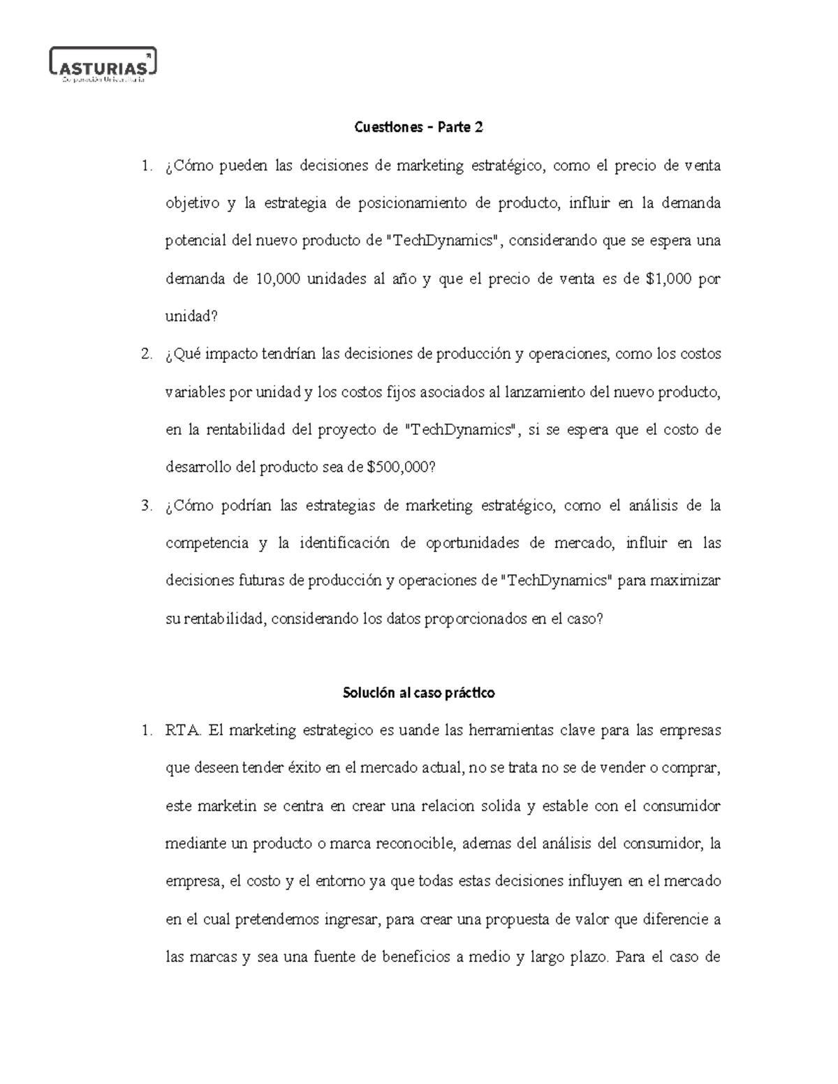 Unidad II – Caso Práctico II: Estrategias de Marketing y Rentabilidad ...