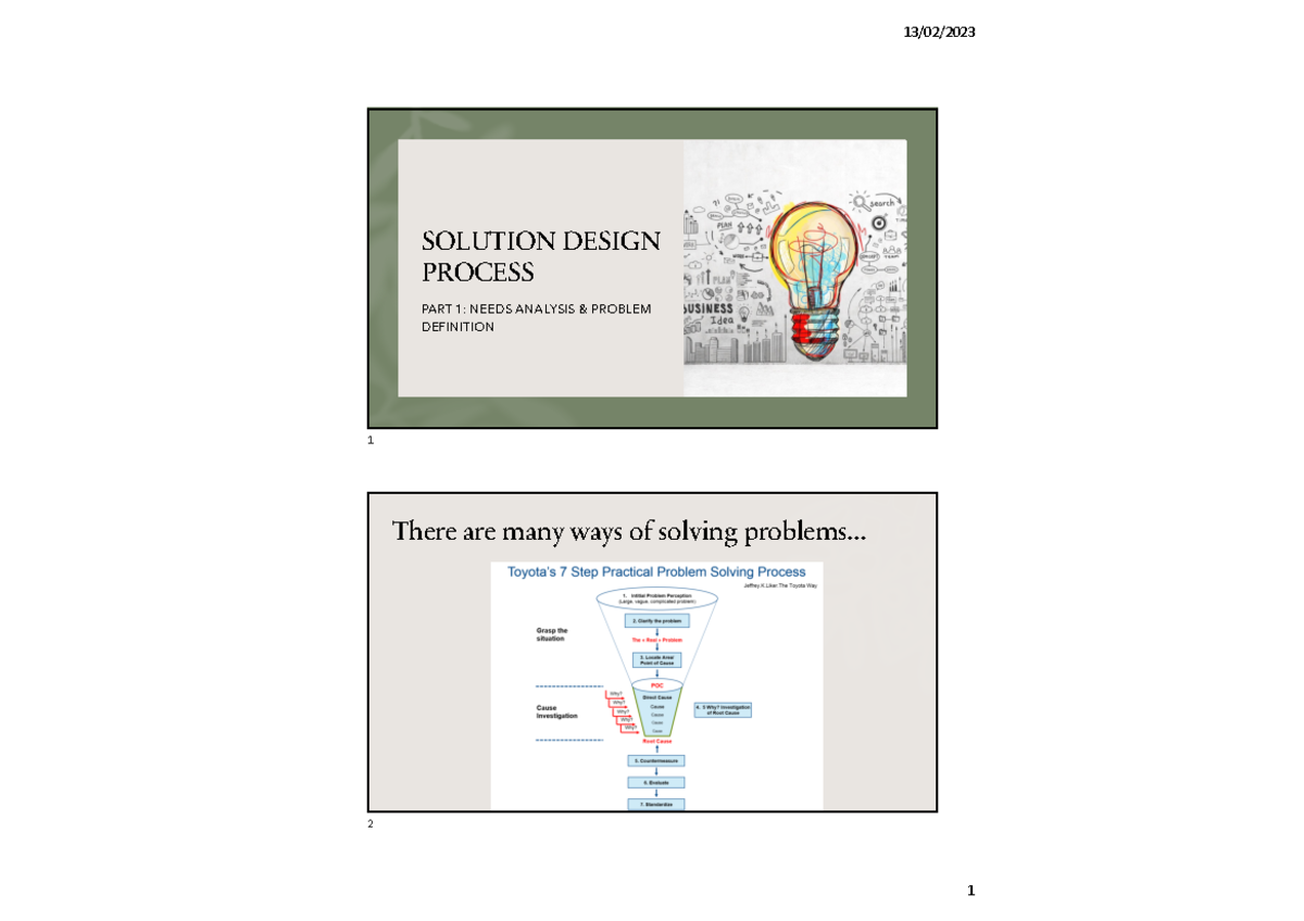 04 solution design process - p1 needs analysis - SOLUTION DESIGN ...