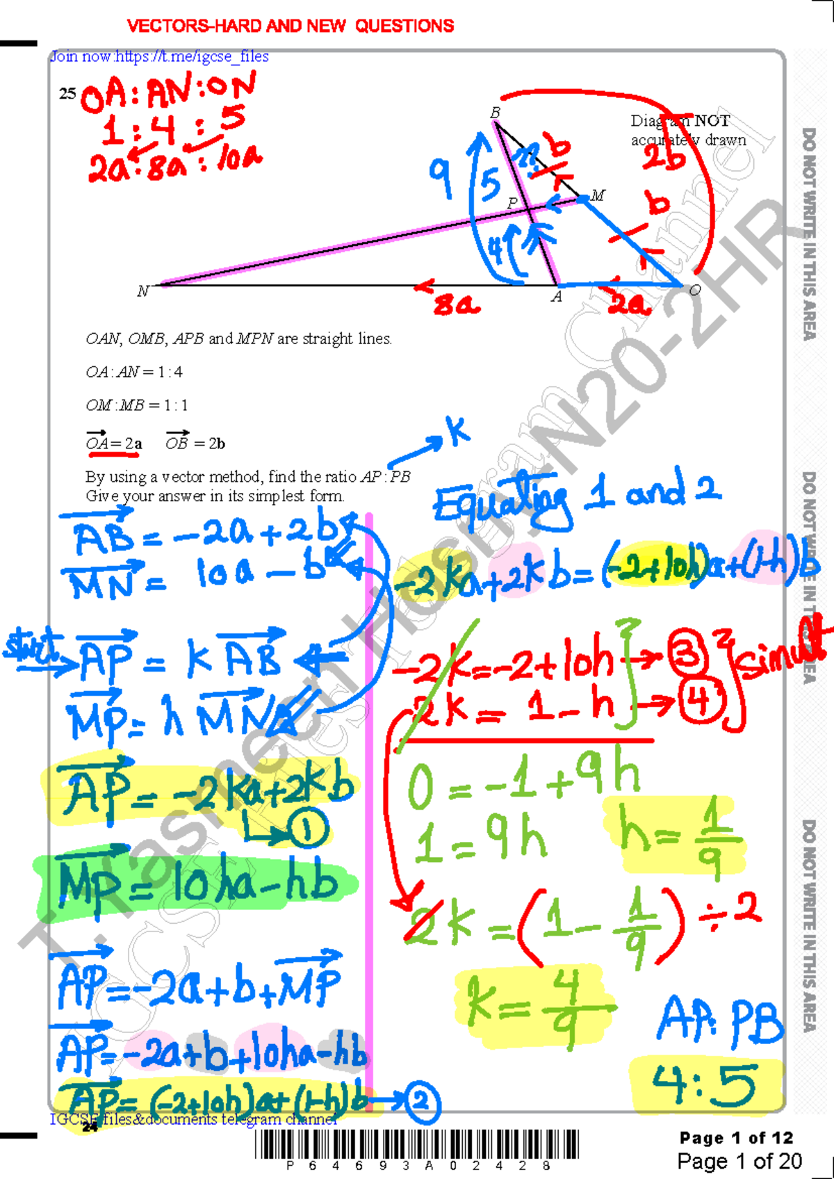 Vectors IGCSE Paper: Vector Methods and Diagrams Analysis - Studocu