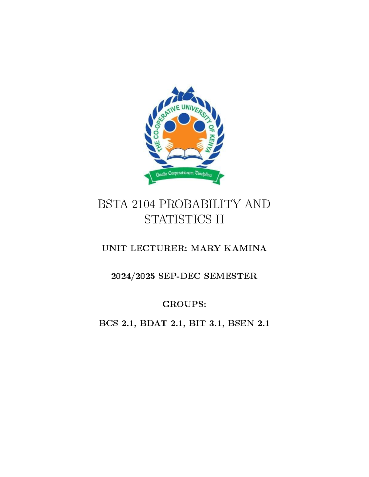 BSTA 2104 Final Exam Notes on Probability and Statistics II - Studocu