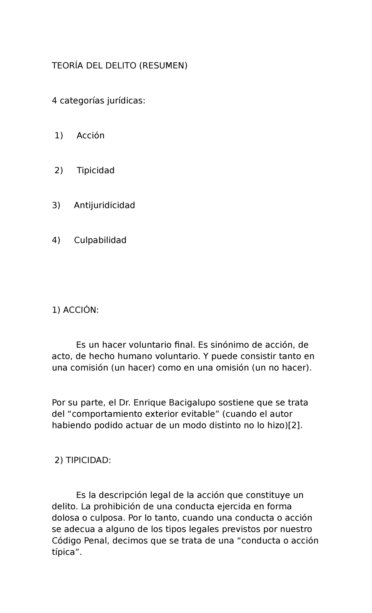 Apunte de Teoria del delito Derecho Penal - UBA - Studocu