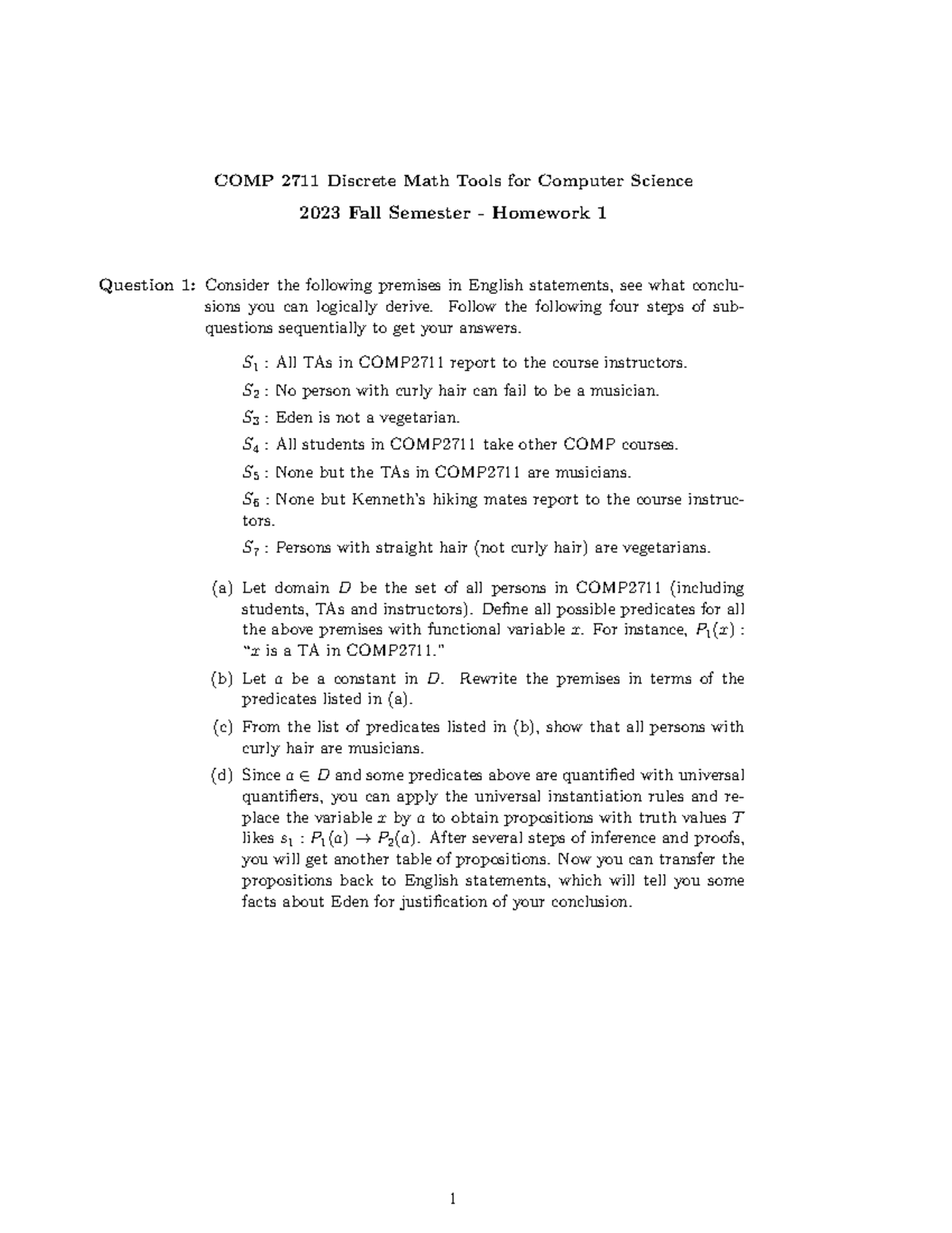 COMP 2711 - Discrete Math Homework 1 for Fall 2023 - Studocu