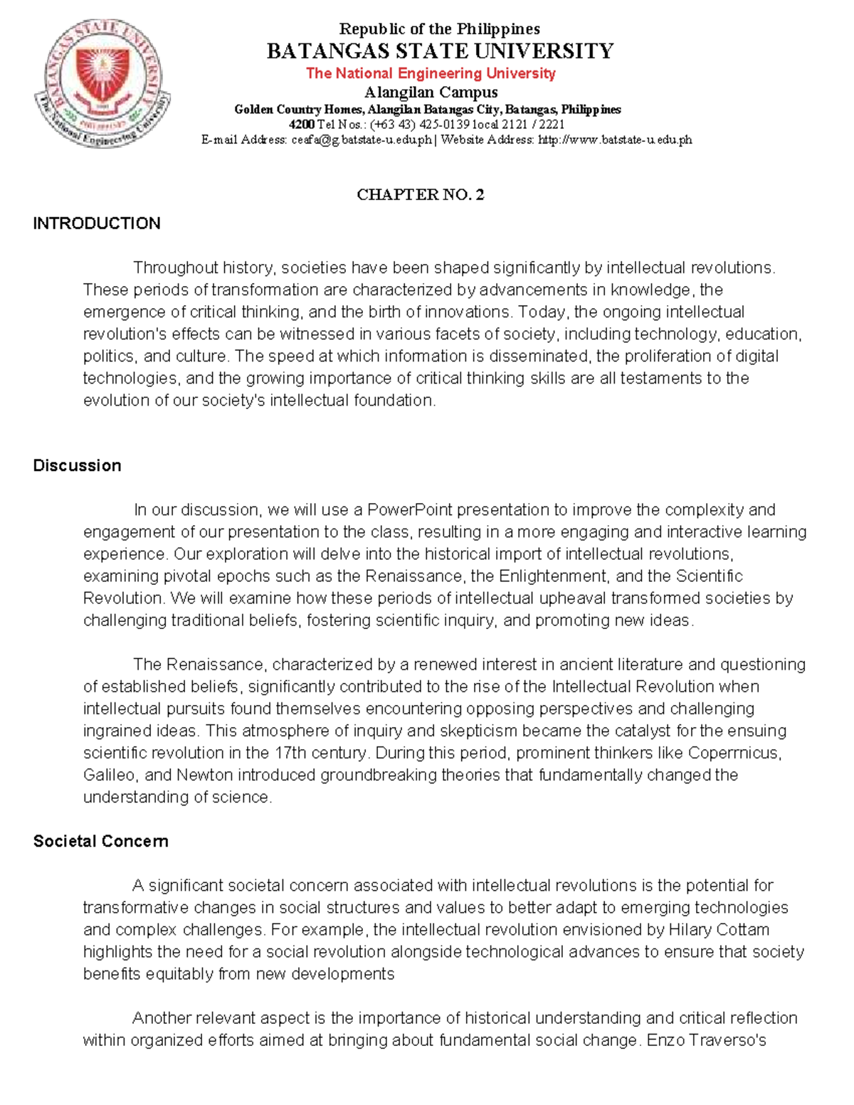 Narrative report - Republic of the Philippines BATANGAS STATE ...