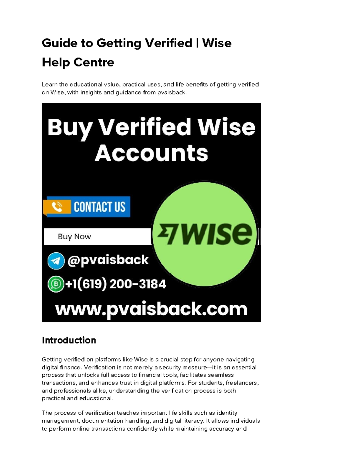 Guide to Getting Verified on Wise: Educational Insights & Benefits ...