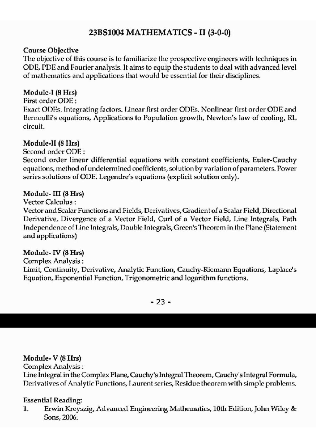 23BS1004 Mathematics - II Course Overview - Studocu