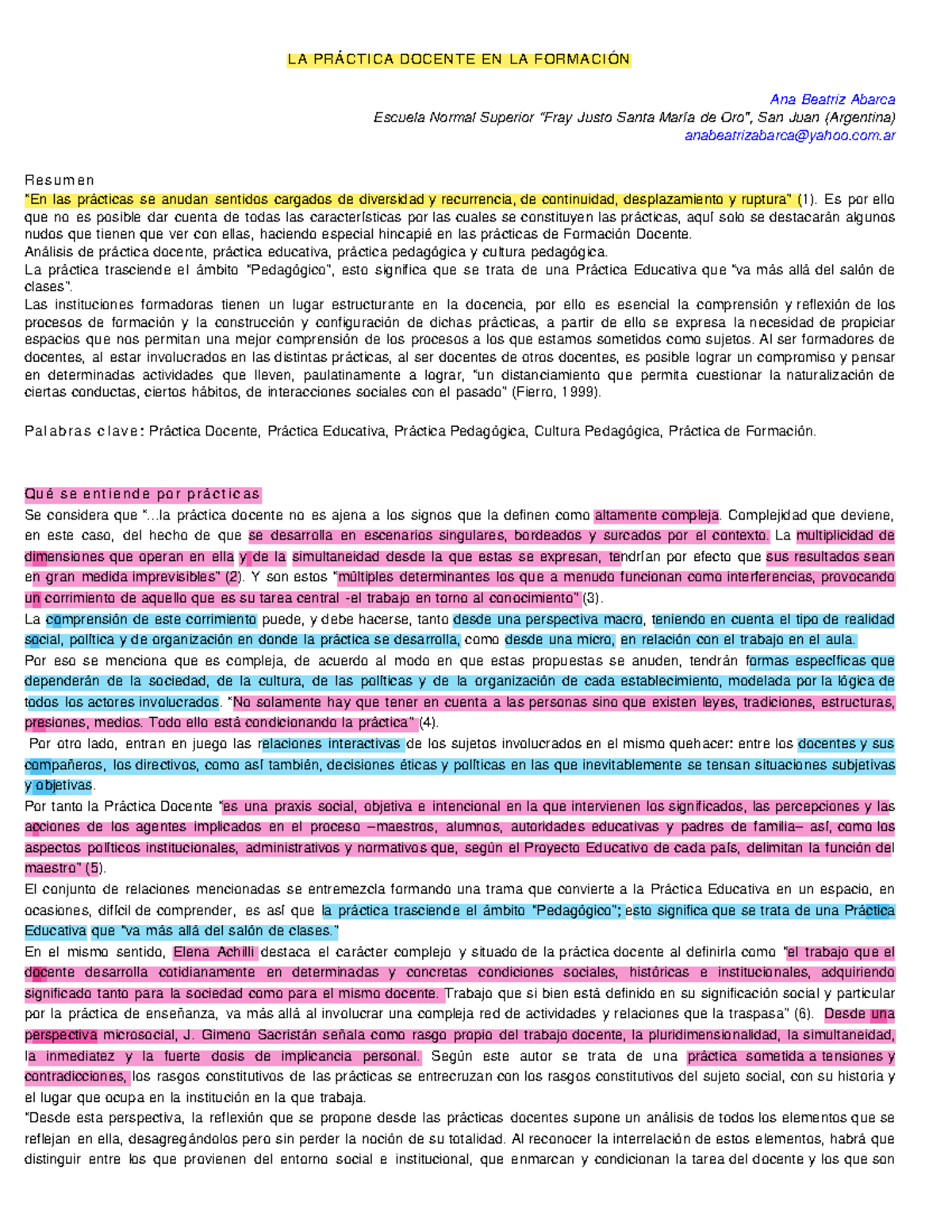 LA Práctica Docente en Formación: Resumen y Análisis Integral - Studocu