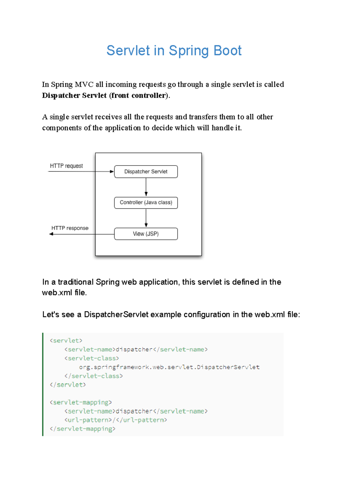 Servlet in Spring Boot - Lecture notes 1 - Servlet in Spring Boot In ...