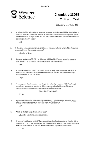 CHEM 1302 pt 1 - notes - remember T= o C + 213. IS 1 GASES · measuring ...