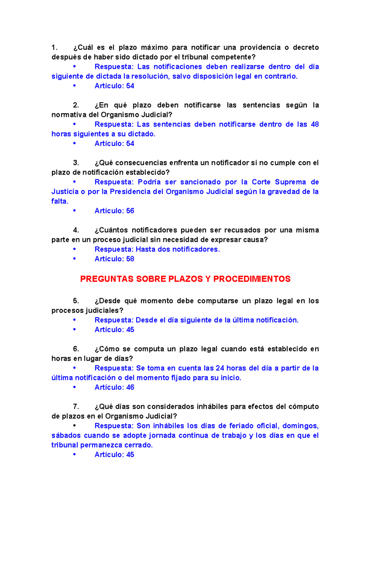 Estudio Examen Notas 1 OJ: Preguntas sobre Procedimientos Judiciales - Document Preview