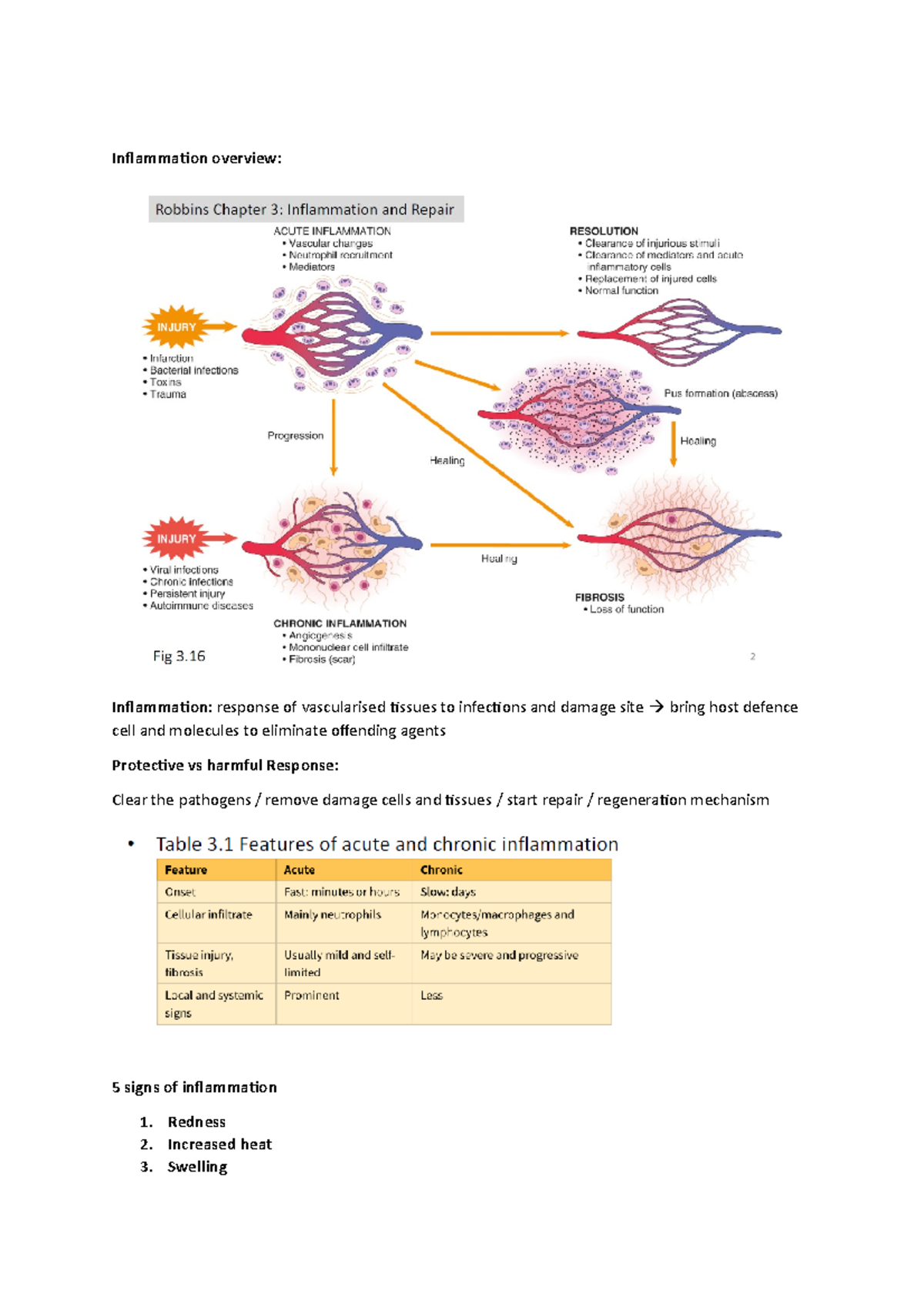 Inflammation and Repair: Comprehensive Lecture Notes on Immune Response ...