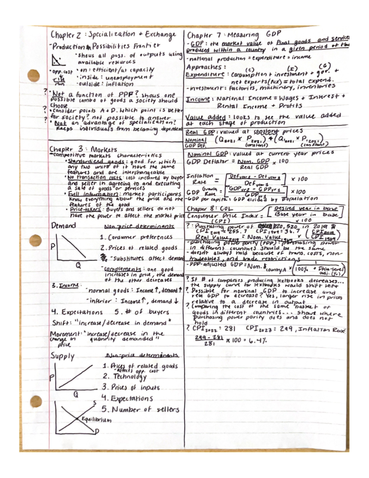 Econ 101 Quiz 1 Notes: Specialization, GDP & Market Dynamics - Studocu