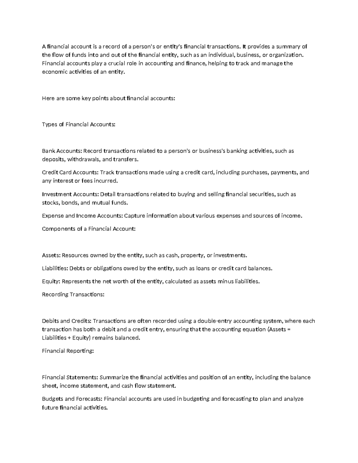 Understanding Financial Accounts: A Comprehensive Overview - Studocu