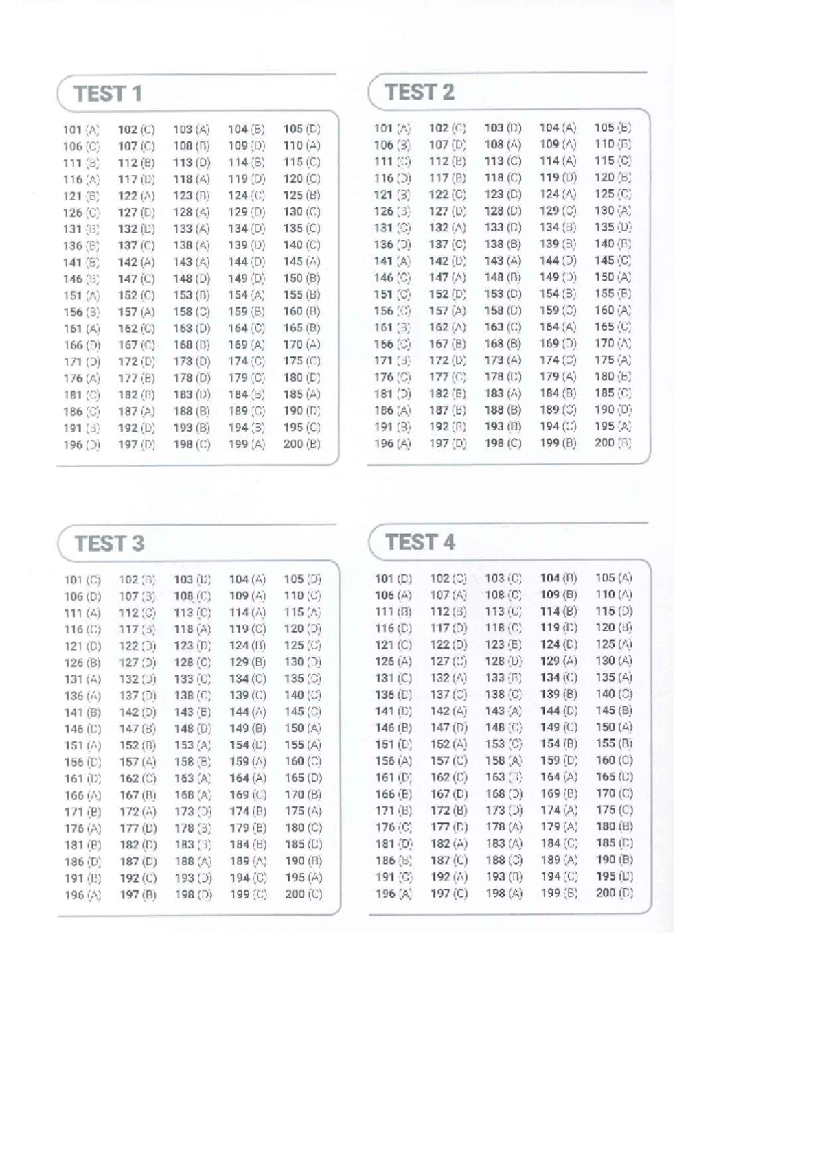 RC Key - TOEIC Practice Test Answers (103, 104, 105, 101) - Studocu