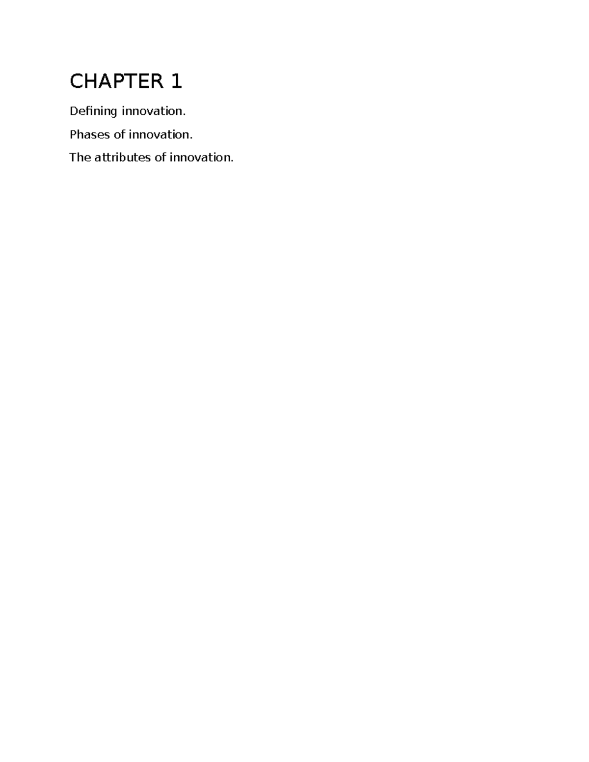 EI318 Chapter Notes: Defining and Understanding Innovation - Studocu