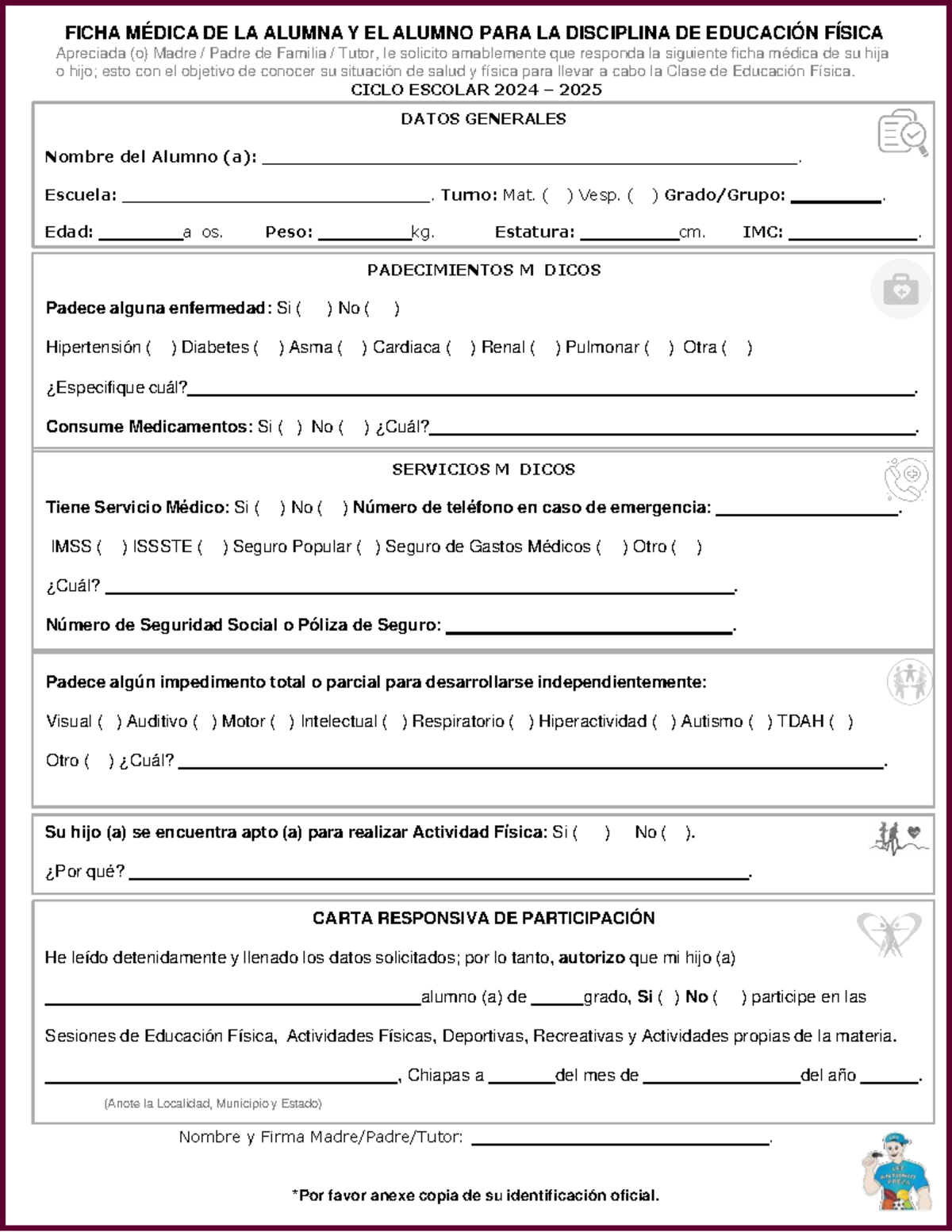 Ficha Médica para Educación Física 2024-2025 - Document Preview