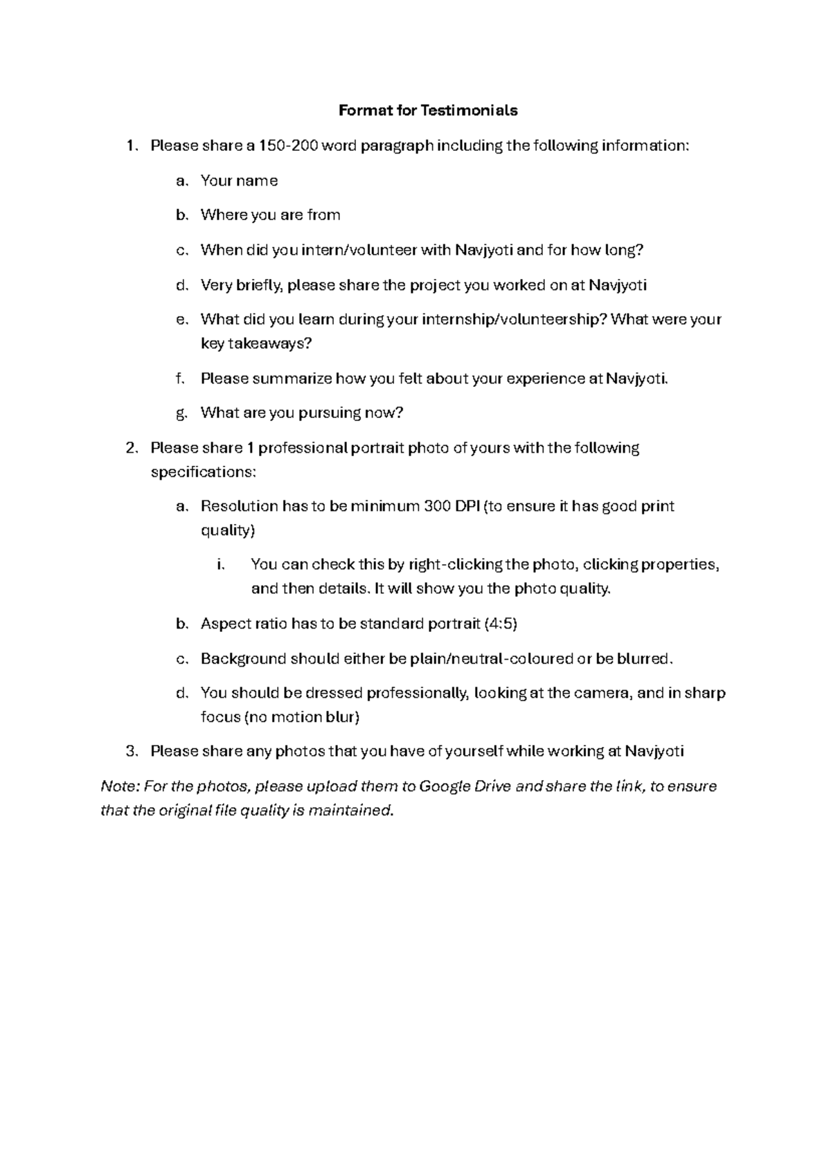 Format for Testimonials - Corporate Souvenir - Format for Testimonials ...