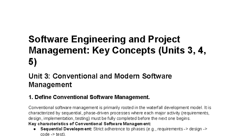 Software Engineering & Project Management Units 3 - Software ...