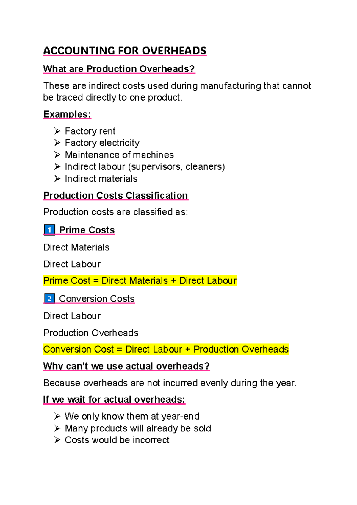 Study Unit 8: Understanding Production Overheads in Accounting - Studocu