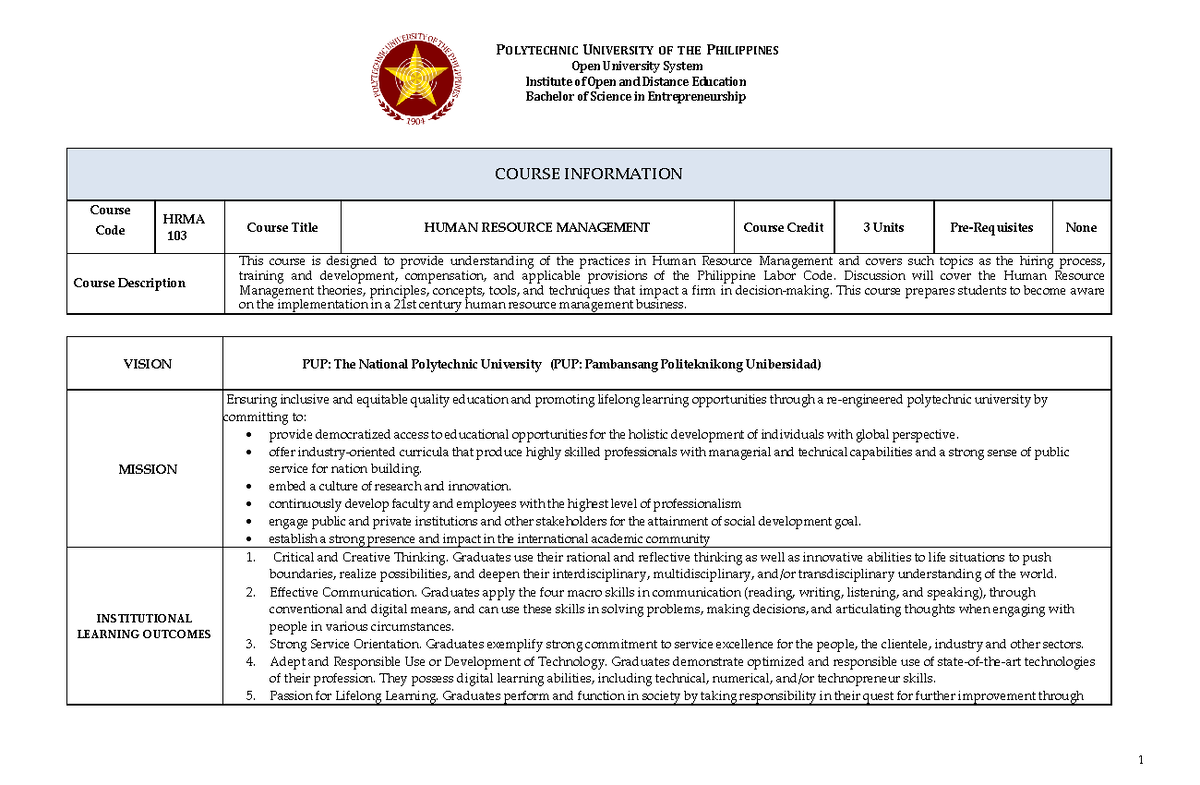 CG HRMA103 2023 Comprehensive Guide to Human Resource Management - Studocu