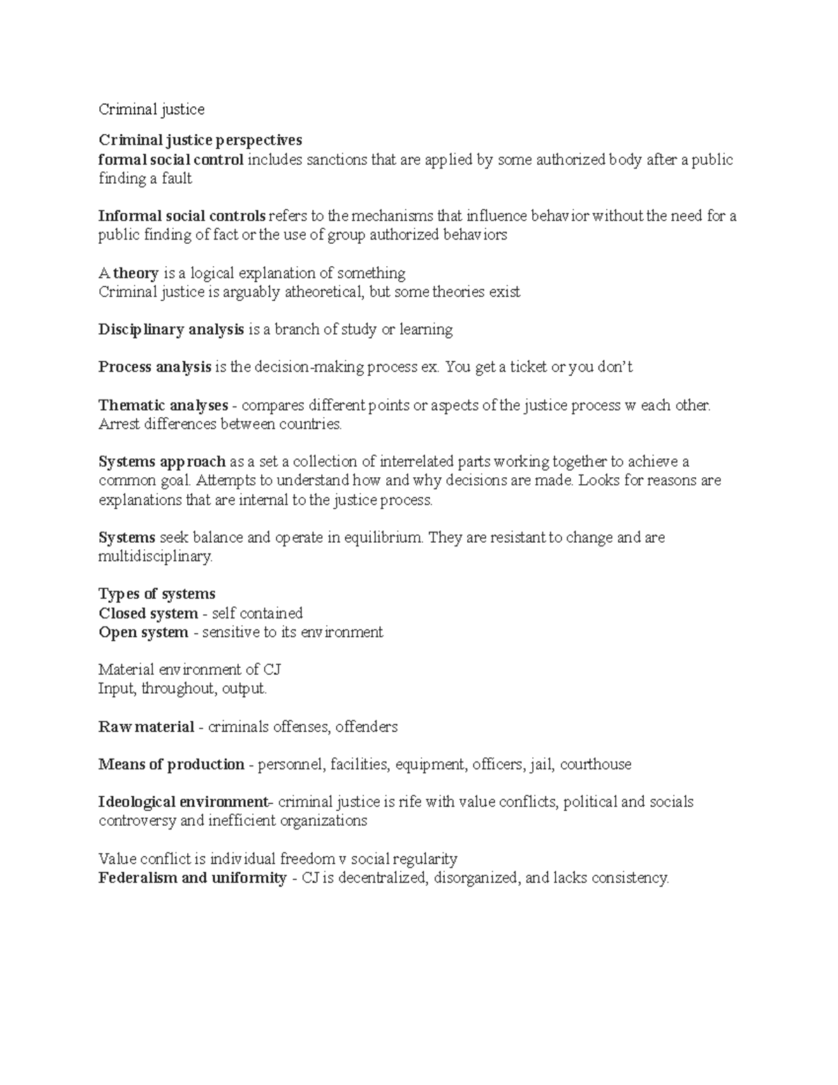 Criminal Justice CJS101: Chapter 1 Quiz Notes and Key Concepts - Studocu