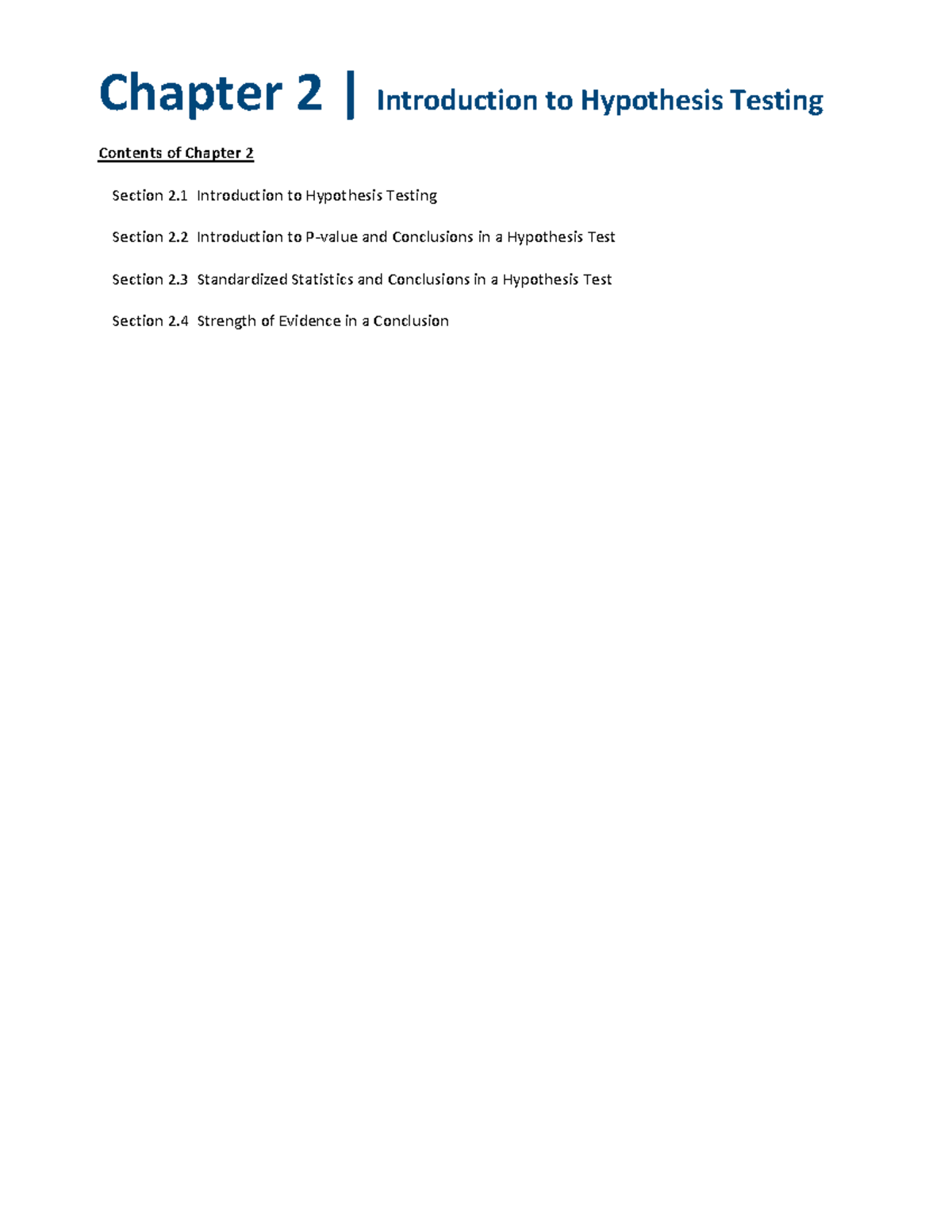 Chapter 2: Introduction to Hypothesis Testing (STAT 101) - Studocu