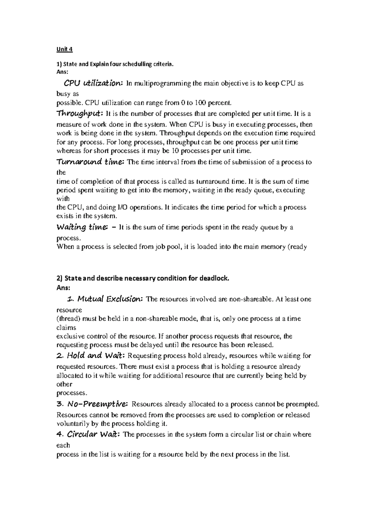 Operating system unit6 docx - Unit 6 1) Explain bitmap free management ...
