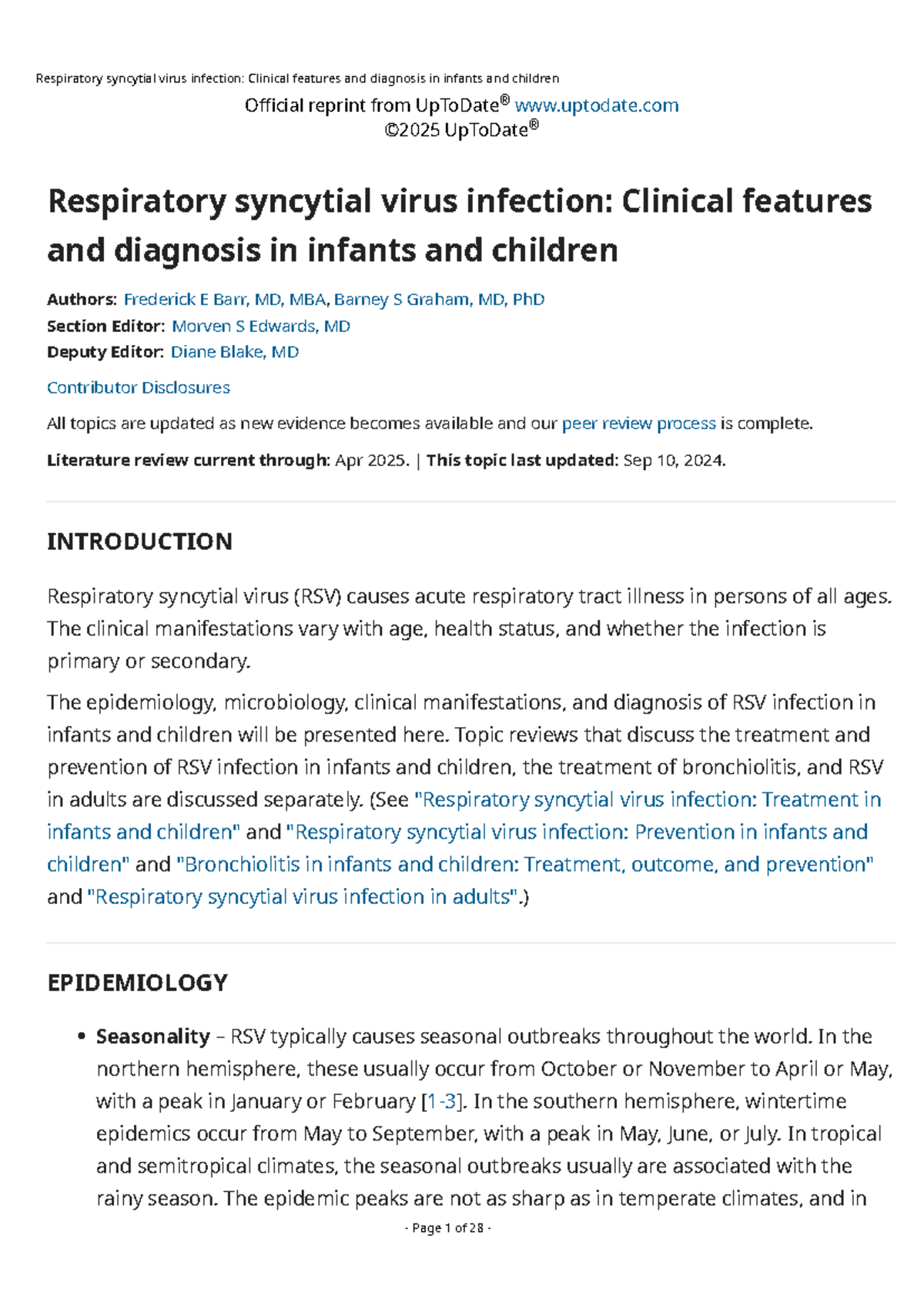 RSV Infection in Infants & Children: Clinical Features & Diagnosis ...