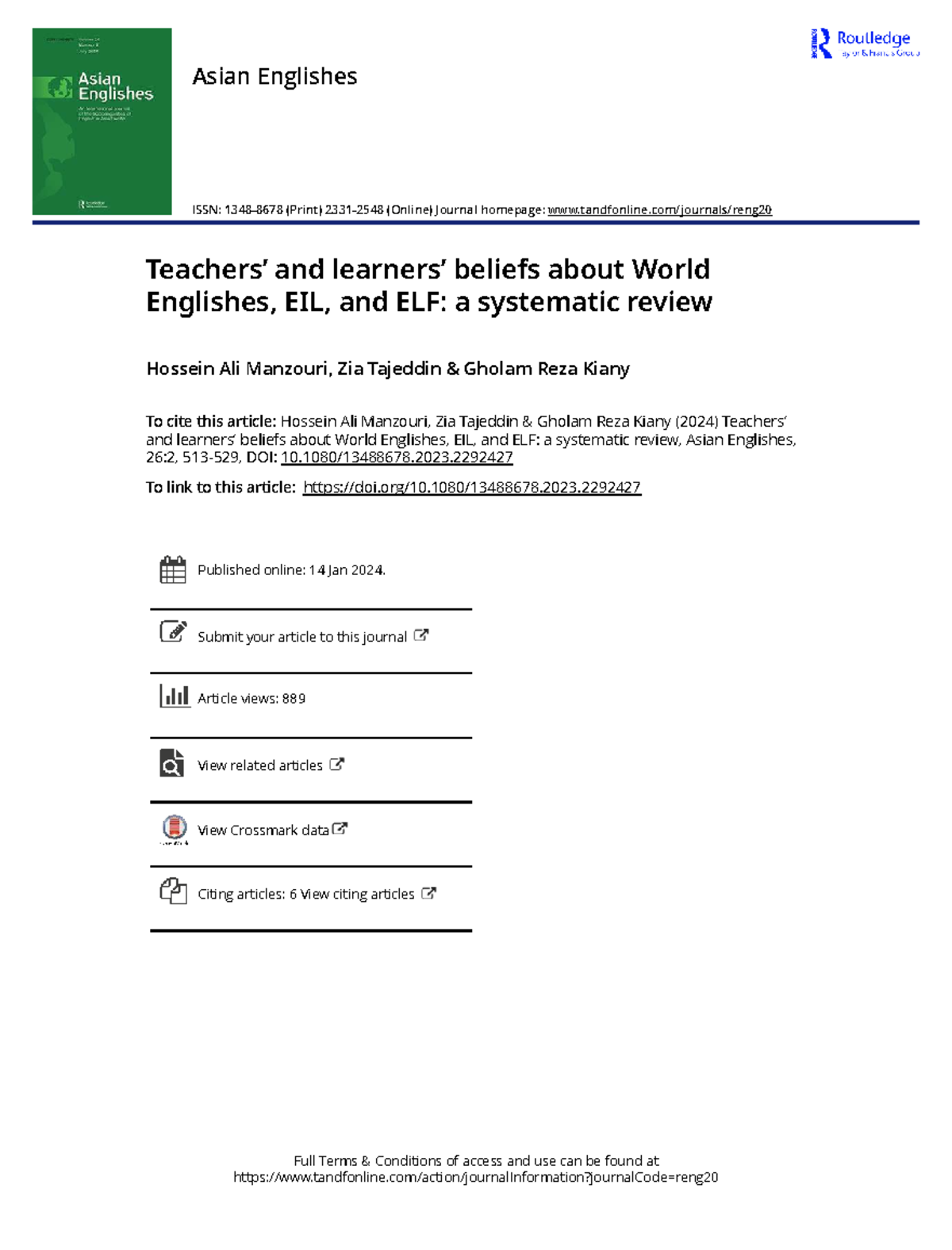 Teachers and Learners' Beliefs about World Englishes: A Systematic ...