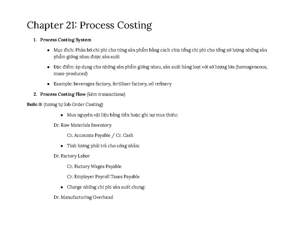 Chapter 21: Process Costing System Overview and Flow - Studocu