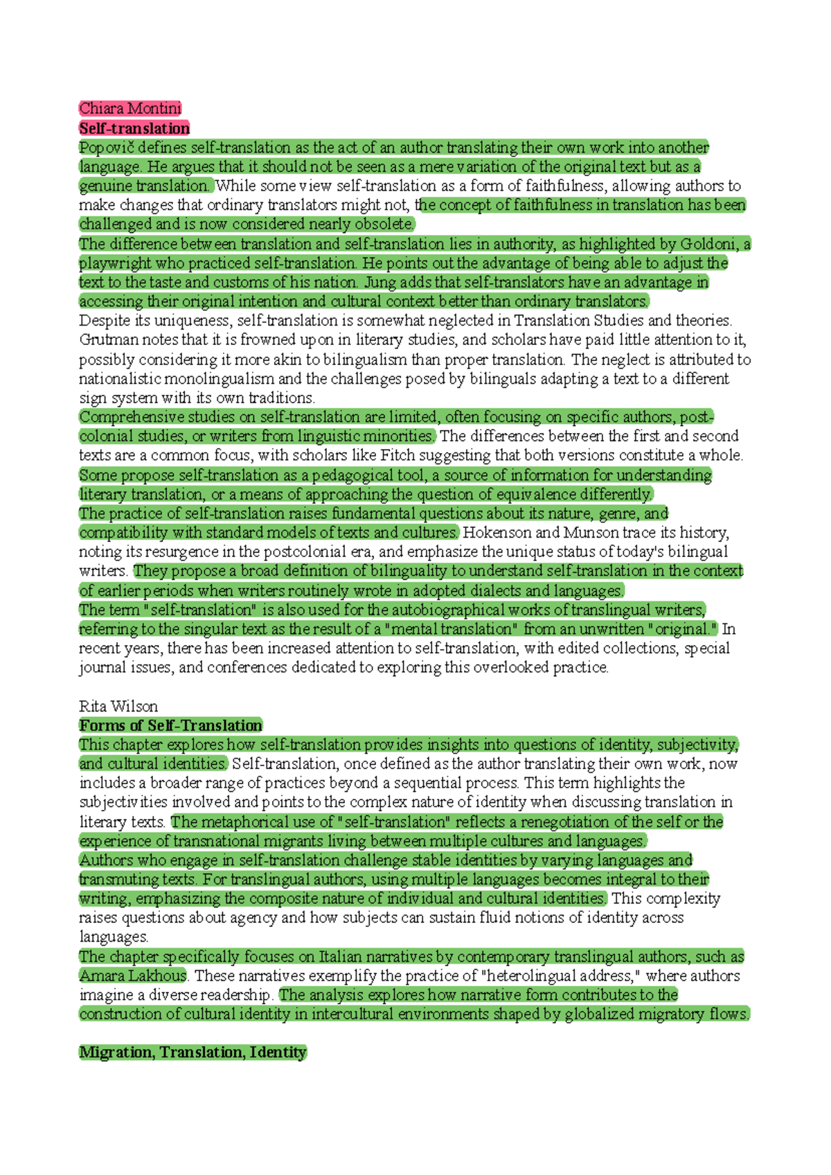 Self-Translation and Identity Exploration in Translingual Literature ...