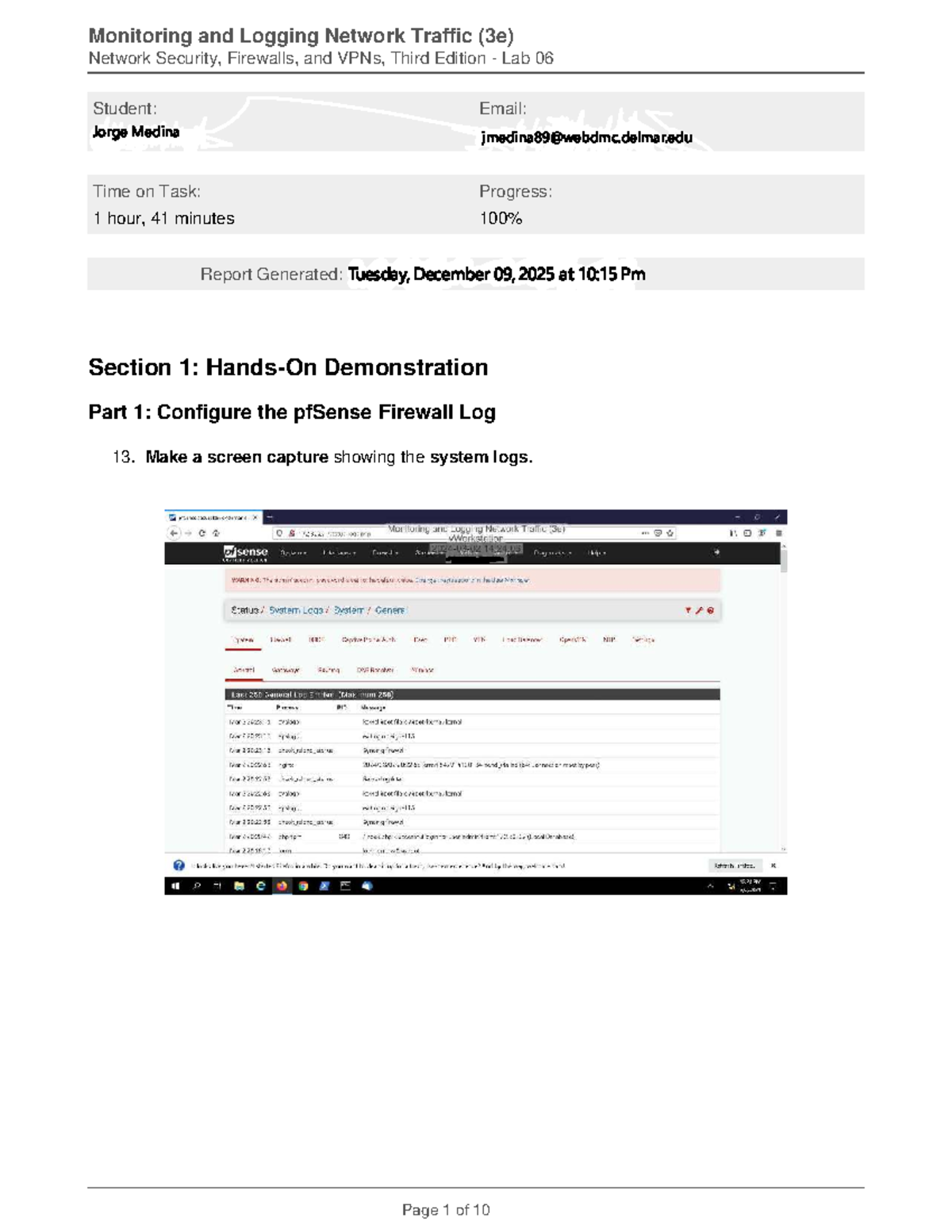 Lab 06: Monitoring and Logging Network Traffic (3e) - Network Security ...